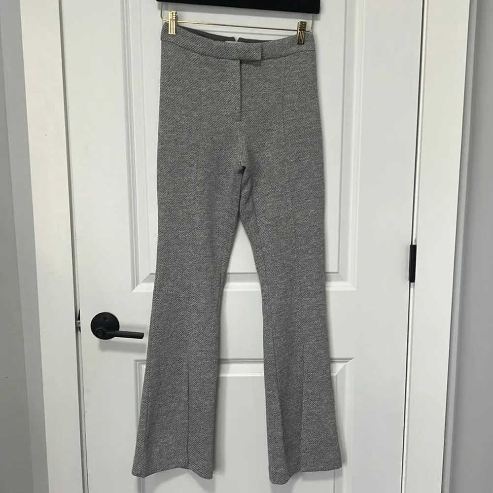 TopShop Women’s Jersey Knit Flare Trousers Split Hem Grey size 2